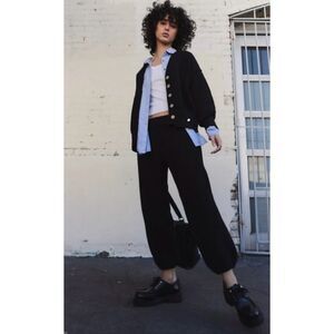 Free People Ensemble Cardigan Hailee Waffle Knit Two Piece Top & Bottom Set XS